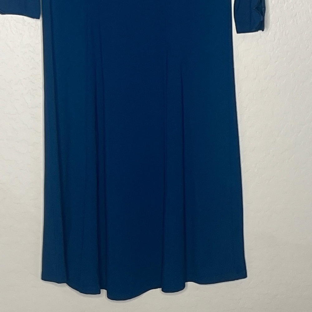 Soft Surroundings Deep Blue Alysia Scallop Sleeve A Line Dress size Small - Picture 5 of 9